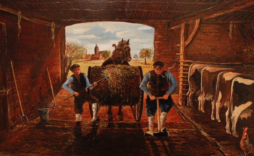 Uitmesten potstal